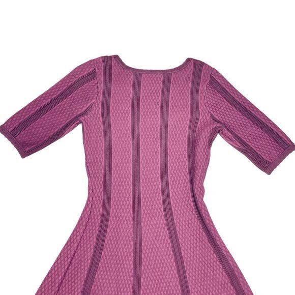 NWT Dressbarn Embroidered Sweater Dress XS Maroon Purple Stretch Minimalist Midi - Picture 5 of 14